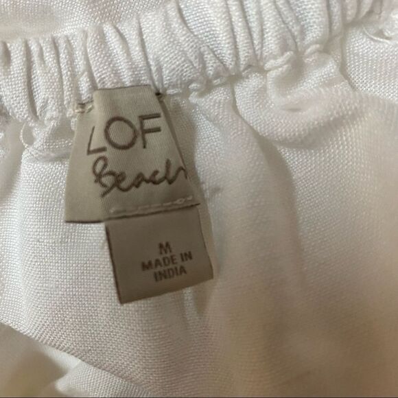 Loft Beach boho white open back linen blend midi dress M - Picture 9 of 12